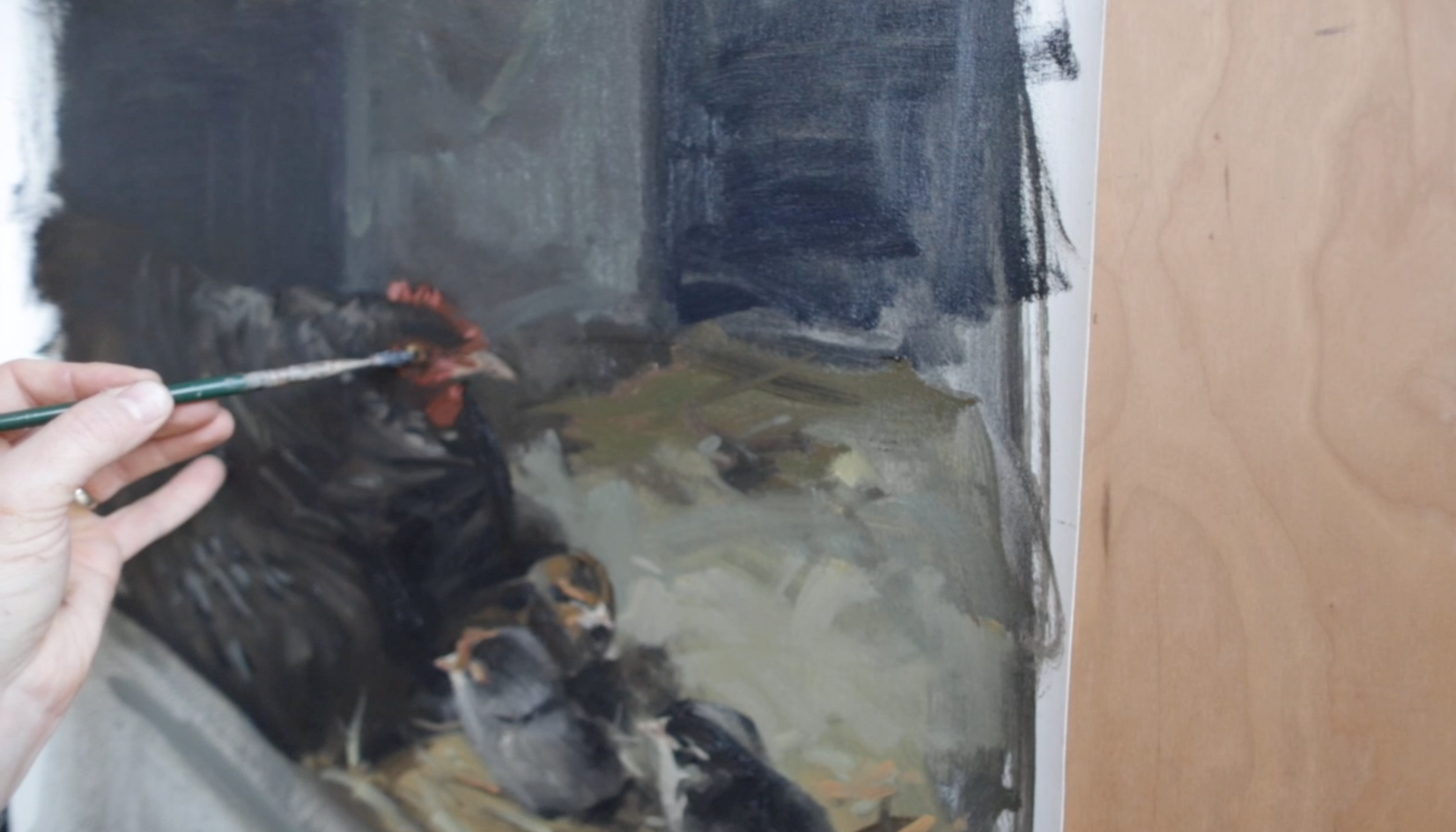 Load video: Start to finish painting of a Mother Hen.
